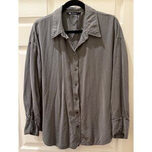 Zara Gray Button-Up Shirt XL Made In Morocco Relaxed Fit Casual Wear